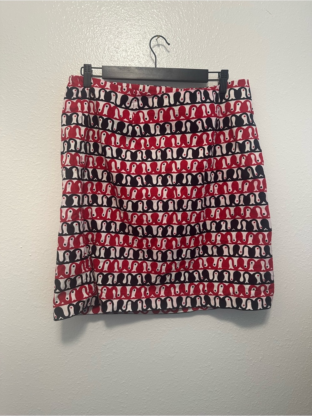 Talbots Red, Black & White Printed Mini Skirt